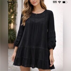 Lucky Brand Boho Embroidered Long Sleeve Tunic